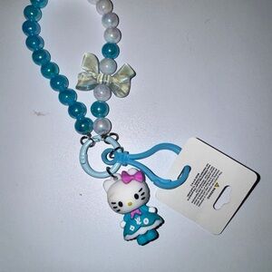 Cute Blue and White Beaded Necklace with Character Charm